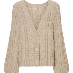 NAADAM Chunky Cable Cardigan in Oatmeal, M